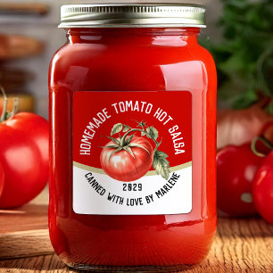 Adesivo Quadrado Molho picante de tomate caseiro com tomate vermelh
