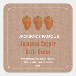 Adesivo Quadrado Molho Quente Jalapen Pepper Chili Molho Homemade