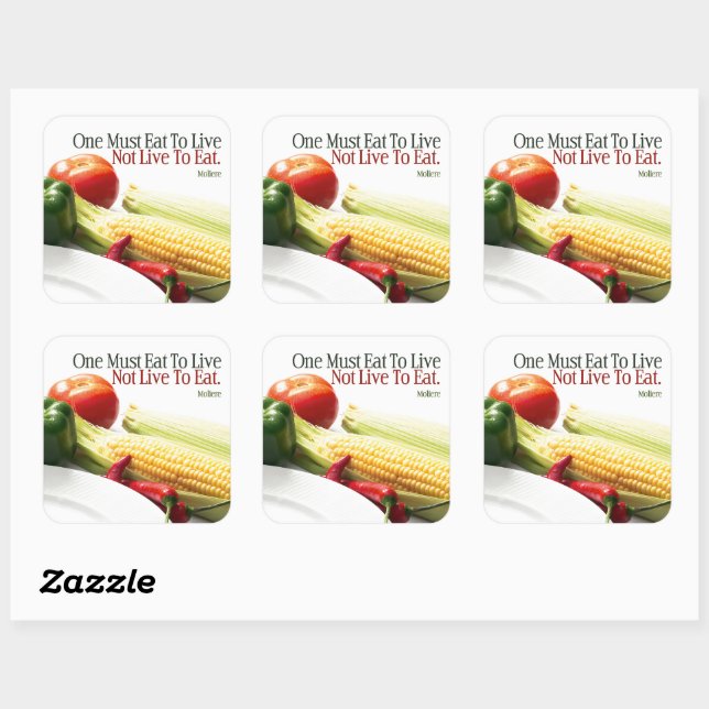 Adesivo Quadrado Moliere Inspirational Cote "Coma para viver" (Folha)