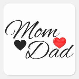Adesivo Quadrado Mom & Dad Hearts - Elegant Typography Family Love