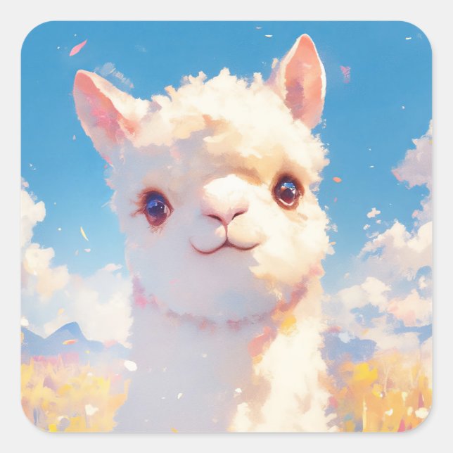 Adesivo Quadrado Momentos do Alpaca Meadow (Frente)