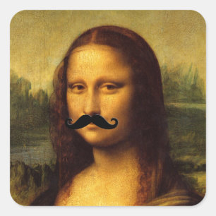 Adesivo Quadrado Mona Lisa Com bigode
