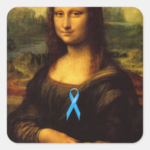 Adesivo Quadrado Mona Lisa Com Fita Azul