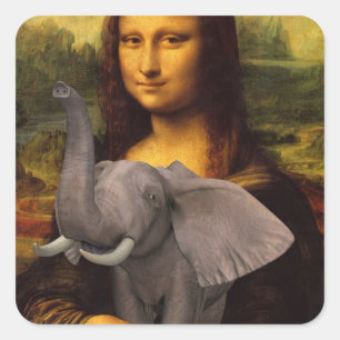 Adesivo Quadrado Mona Lisa Com Paródia De Elefante