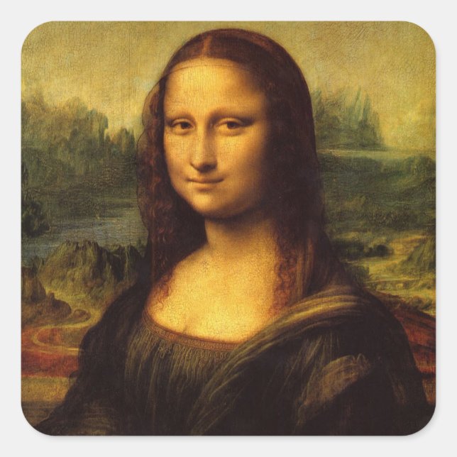 Adesivo Quadrado Mona Lisa por Leonardo Da Vinci (Frente)