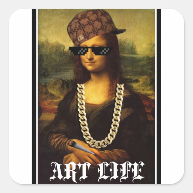 Adesivo Quadrado Mona Lisa Thug Life Art Life (Frente)
