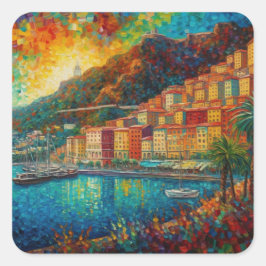 Adesivo Quadrado Mônaco, Monte Carlo Bay no estilo van Gogh