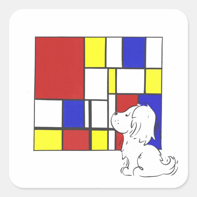 Adesivo Quadrado Mondrian Inspired Chamomile (Frente)