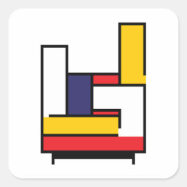 Adesivo Quadrado Mondrian Rock Hand Magnet