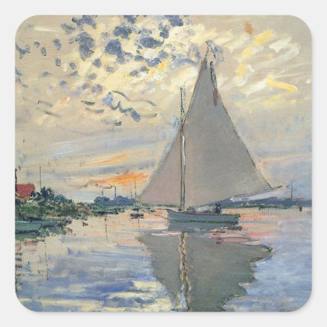 Adesivo Quadrado Monet Sailboat French Impressionism Classic Art (Frente)