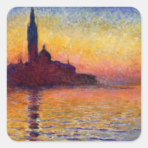 Adesivo Quadrado Monet - San Giorgio Maggiore em Dusk,