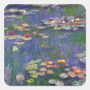 Adesivo Quadrado Monet Water Lily - Pintura de plataforma