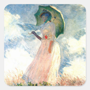 Adesivo Quadrado Monet Woman com Parasol à esquerda