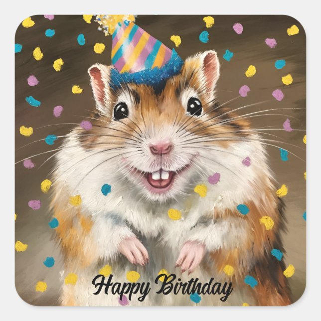 Adesivo Quadrado Mongol Gerbil confetti (Frente)