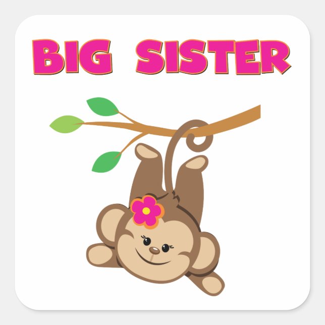 Adesivo Quadrado Monkey Big Sister (Frente)