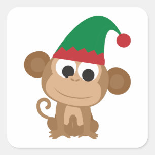 Adesivo Quadrado Monkey Christmas Elf