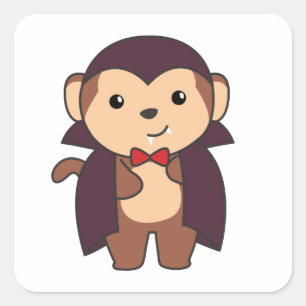 Adesivo Quadrado Monkey Halloween Curioso Crianças Diabos Vampiro C