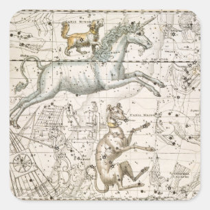 Adesivo Quadrado Monoceros, "de um atlas celestial", bar. em 1822