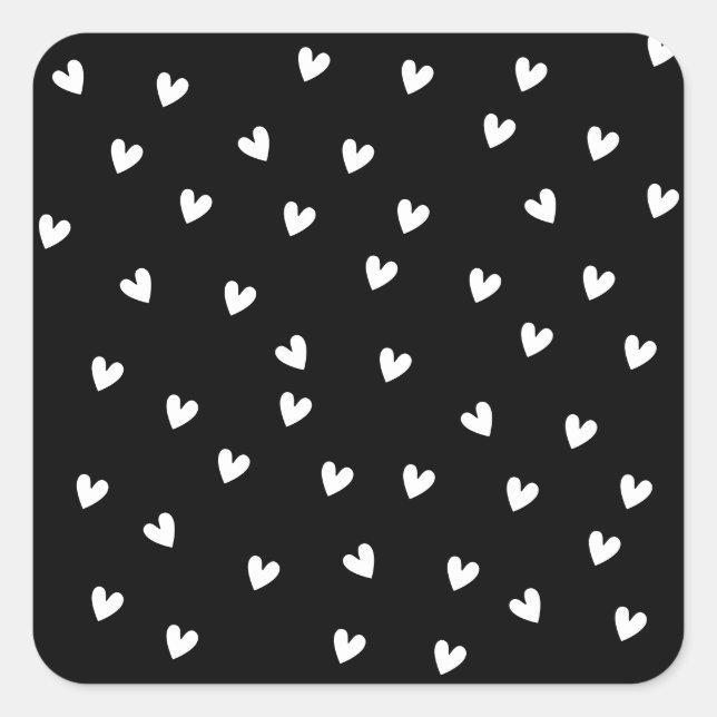 Adesivo Quadrado Monochrome Black and White Heart Pattern (Frente)