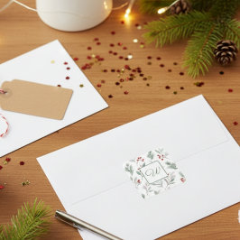 Adesivo Quadrado Monogram Winter Botanical Paper