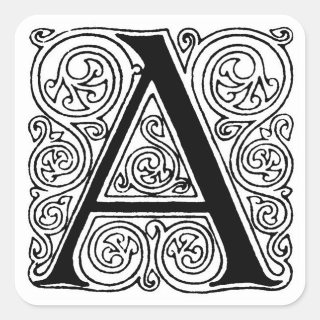 Adesivo Quadrado Monograma "A" com espirros - Sticker (Frente)