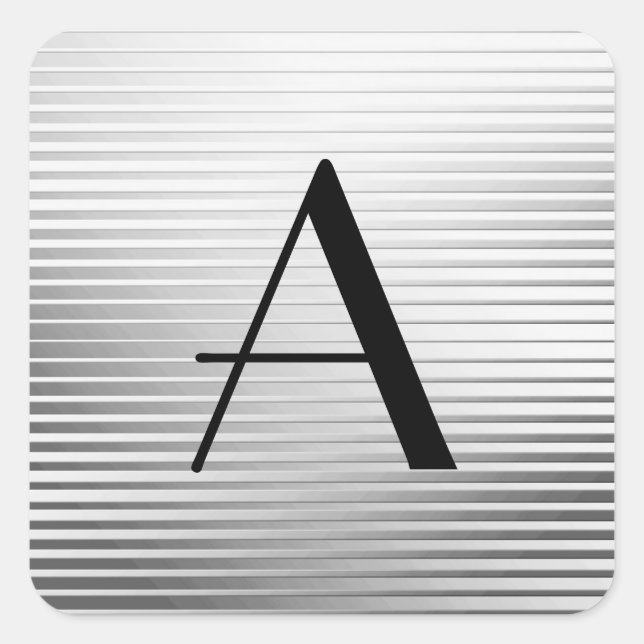 Adesivo Quadrado Monograma Arte Deco Silver Stin (Frente)