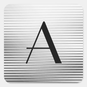Adesivo Quadrado Monograma Arte Deco Silver Stin