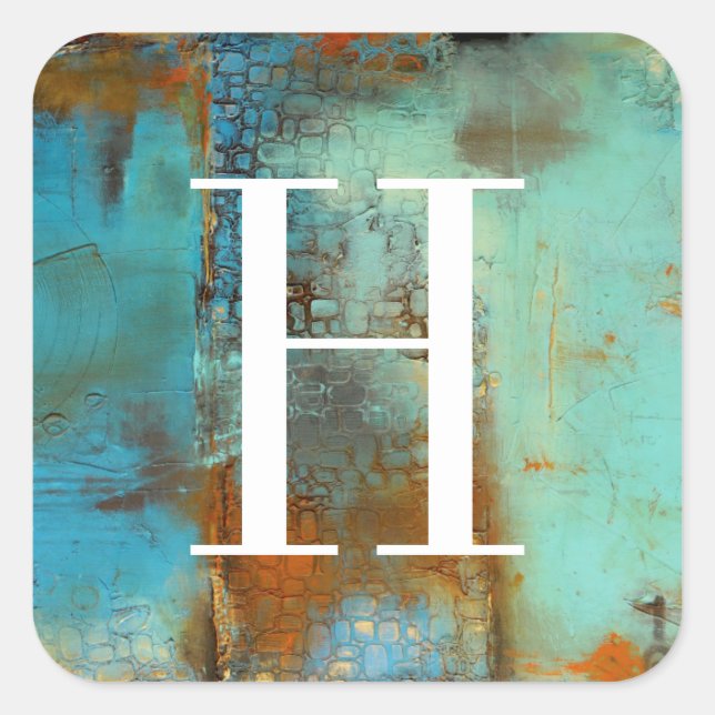 Adesivo Quadrado Monograma | Azul Deja (Frente)