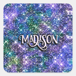 Adesivo Quadrado Monograma azul esverdeado verde esmerilado