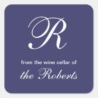 Monograma Azul R da Cellar de Vinho dos Rótulos