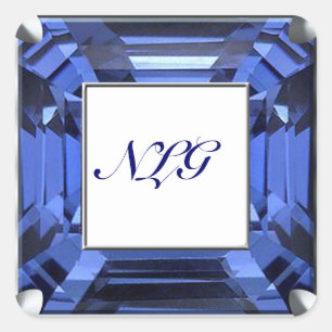 Adesivo Quadrado Monograma Blue Gem