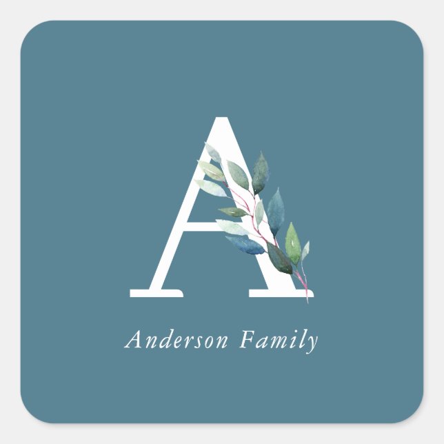 Adesivo Quadrado Monograma Botânico Delicado (Frente)