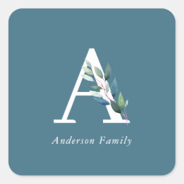 Adesivo Quadrado Monograma Botânico Delicado