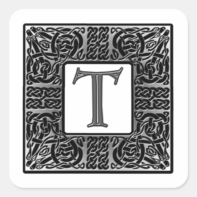 Adesivo Quadrado Monograma Celular de Prata (Frente)