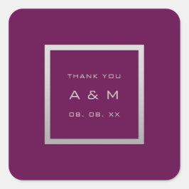 Adesivo Quadrado Monograma Cinza Frame Silver Weding Marsala
