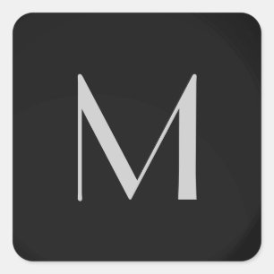 Adesivo Quadrado Monograma Cinza Preta Moderna Adicionar Seu Nome I