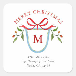 Adesivo Quadrado Monograma Citrus Crest com endereço