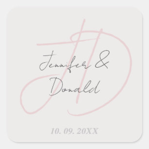 Adesivo Quadrado Monograma clássico de tendências da caligrafia
