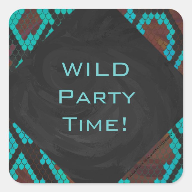 Adesivo Quadrado Monograma Cobra Brown e Teal Impressão (Frente)