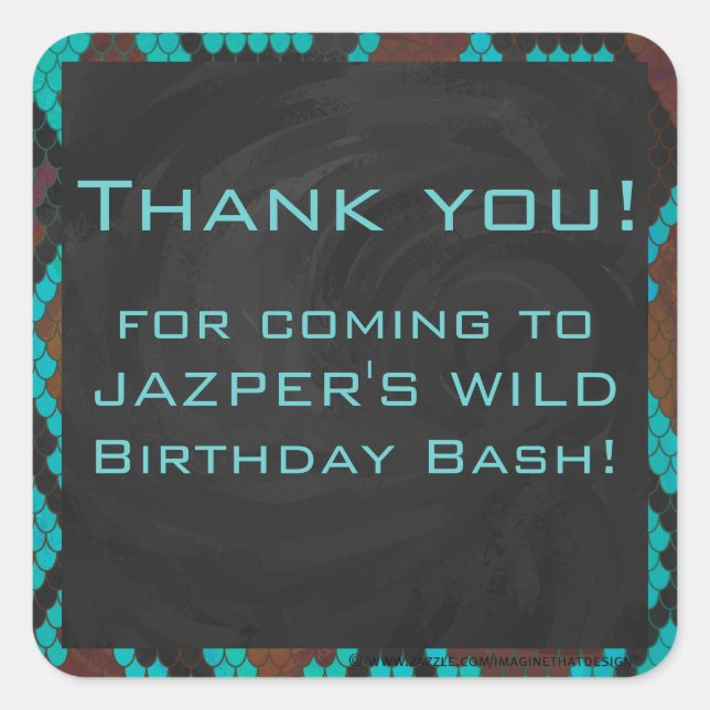 Adesivo Quadrado Monograma Cobra Brown e Teal Impressão (Frente)