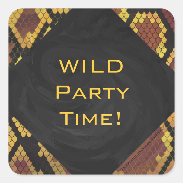 Adesivo Quadrado Monograma Cobra castanho e Impressão Dourado (Frente)