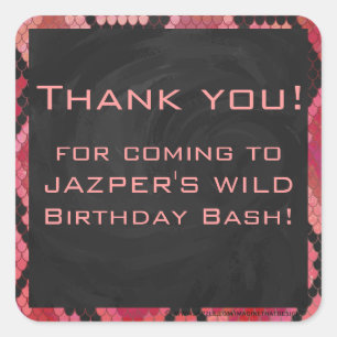 Adesivo Quadrado Monograma Cobra preto e Impressão vermelho