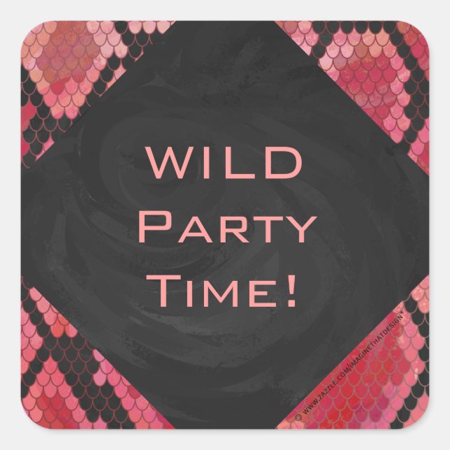 Adesivo Quadrado Monograma Cobra preto e Impressão vermelho (Frente)