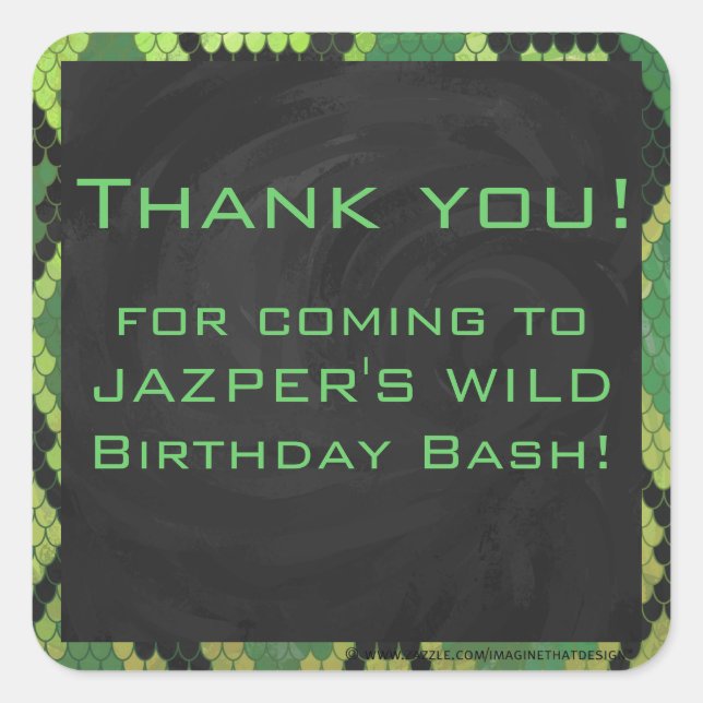 Adesivo Quadrado Monograma Cobra Verde e Preto (Frente)