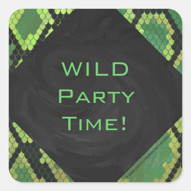 Adesivo Quadrado Monograma Cobra Verde e Preto (Frente)