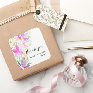 Adesivo Quadrado Monograma com Cor Floral Colorida, pintado à mão