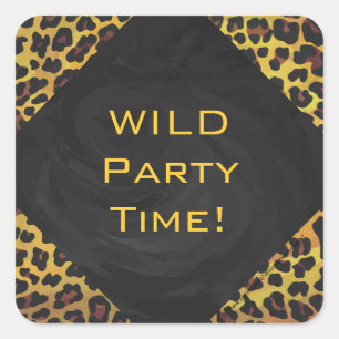 Adesivo Quadrado Monograma com Leopardo Castanho e Amarelo