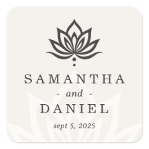 Monograma da flor de lótus elegante marfim neutro 