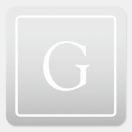 Adesivo Quadrado Monograma de Apelido de Gradação de Cinzas Claras