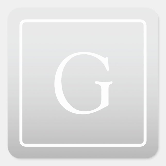 Adesivo Quadrado Monograma de Apelido de Gradação de Cinzas Claras (Frente)
